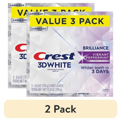 Vibrant Peppermint Teeth Whitening Toothpaste for 3D White Brilliance, 4.6 oz, 6