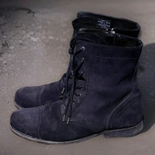 ALL SAINTS Leather Boots Mens UK11 Black Suede Military Celebrity US12 EU45