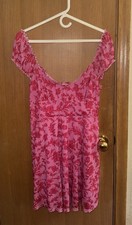 Urban Outfitters Womens Juniors Pink Floral Mini Dress Short Sleeve, XL
