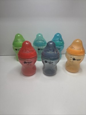Tommee Tippee 9 oz Baby Bottles Lot of 6 Colorful 
