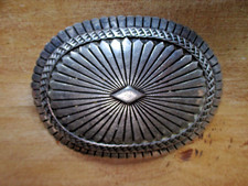 Vintage Native American Sterling Silver Signed Navajo Concho Belt Buckle