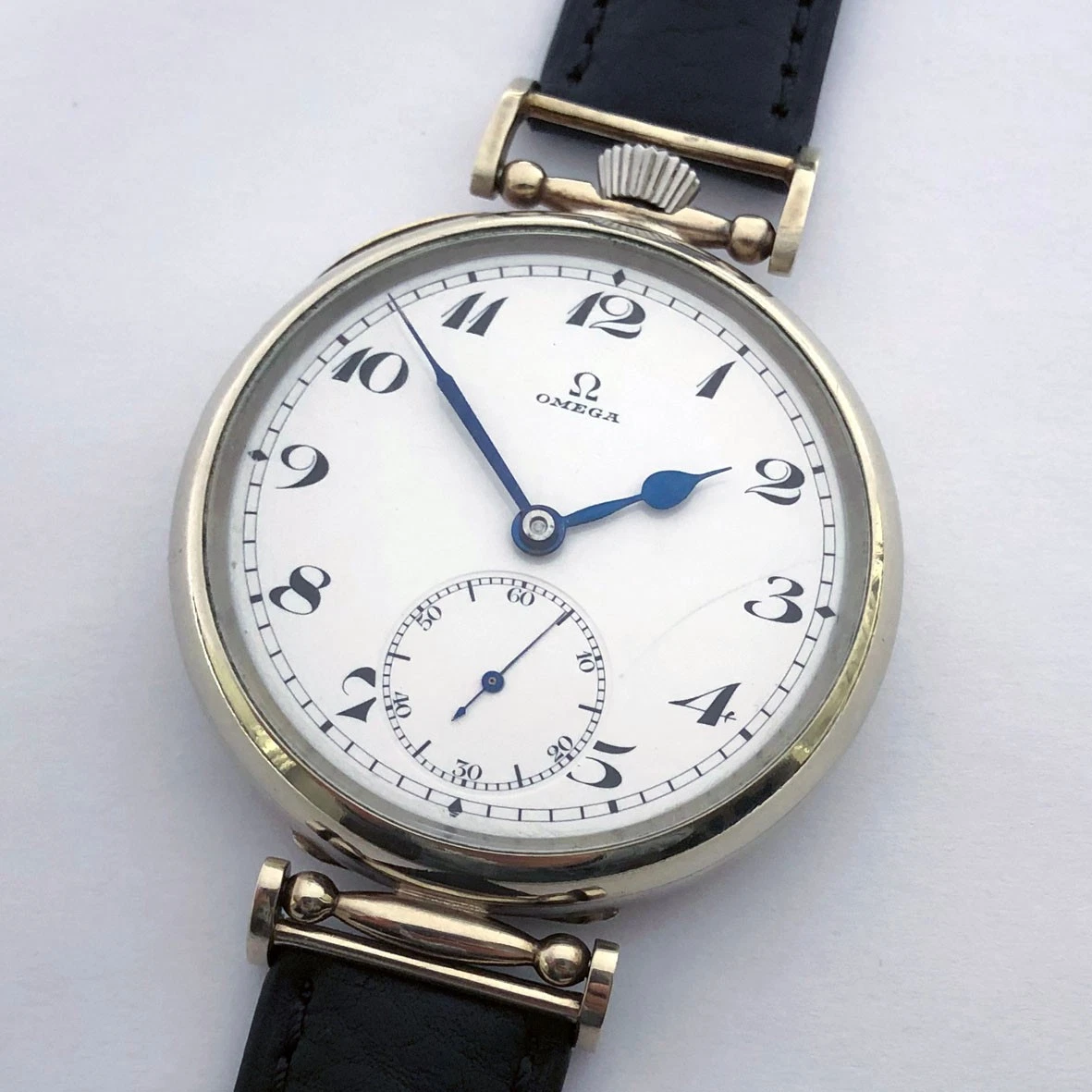 Omega — Rare BIG Swiss Mechanical Mens Marriage Luxury Omega Wristwatch Enamel Dial