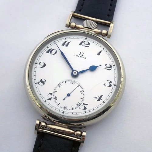 Rare BIG Swiss Mechanical Mens Marriage Luxury Omega Wristwatch Enamel Dial