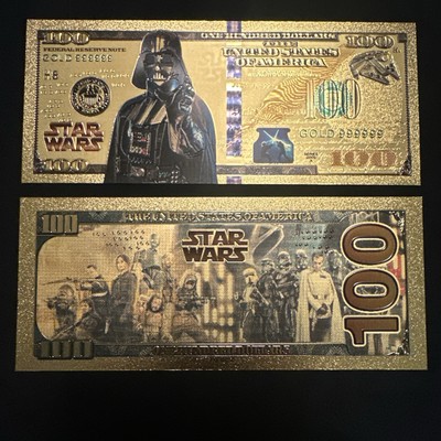 Star Wars Darth Vader novelty gold foil hundred dollar bill