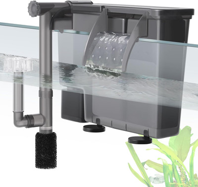 5W Hang-On Aquarium Filter, 124GPH Quiet Fish Tank Filter with Filter Sponge a