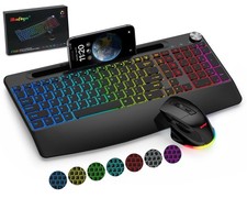 Wireless Keyboard and Mouse Combo Backlit, 2.4G Rechargeable Ergonomic Gaming...
