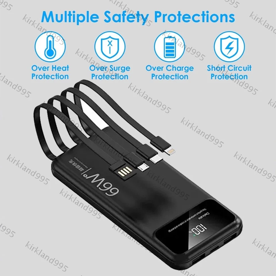 Banco de alimentación 66W 10000mAh cargador rápido 2 USB batería externa para teléfonos móviles Foto 4 de 4