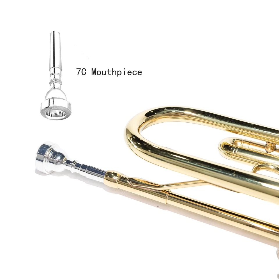 Trompeta LeSage Estándar Bb Plana Dorada para Estudiantes Principiantes Latón con Boca 7c... Foto 4 de 4