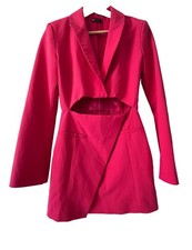 Zara Hot Pink Cutout Blazer Dress X Small Rare Exclusive Y2K