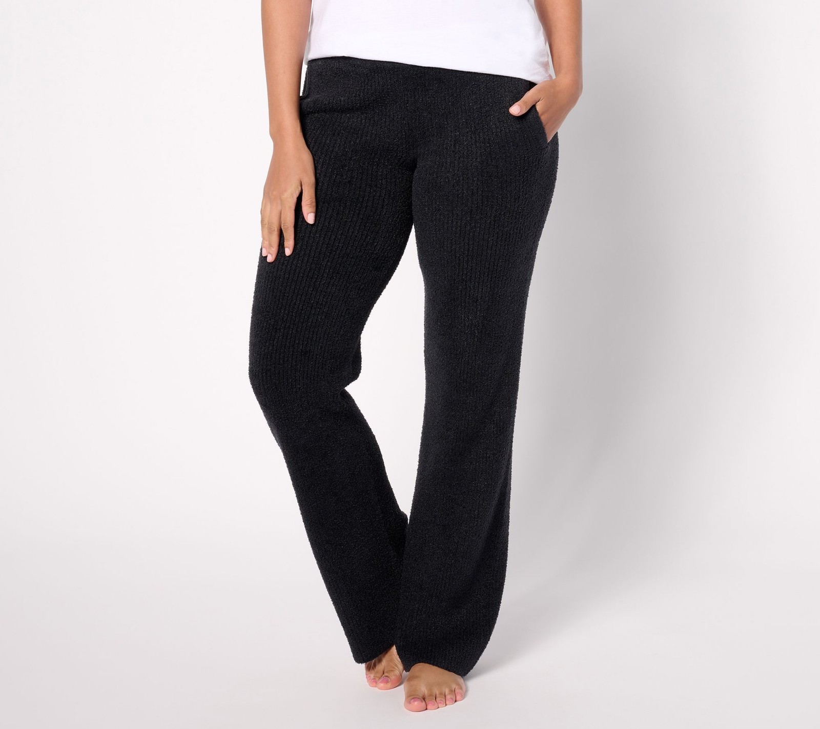 Barefoot Dreams Women's Petite Sleepwear PXL CozyChic Lite Welt Black A619886