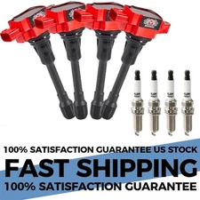 4pcs Ignition Coil + 4pcs Spark Plug Kit for 2009-2019 Nissan Versa Note L4 1.6L
