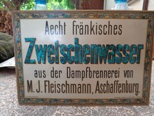 altes Blechschild Dampfbrennerei M.J. Fleischmann Aschaffenburg!!