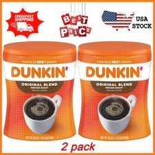 NEW 2 pack Dunkin Original Blend Medium Roast Ground Coffee, 30 oz Canister
