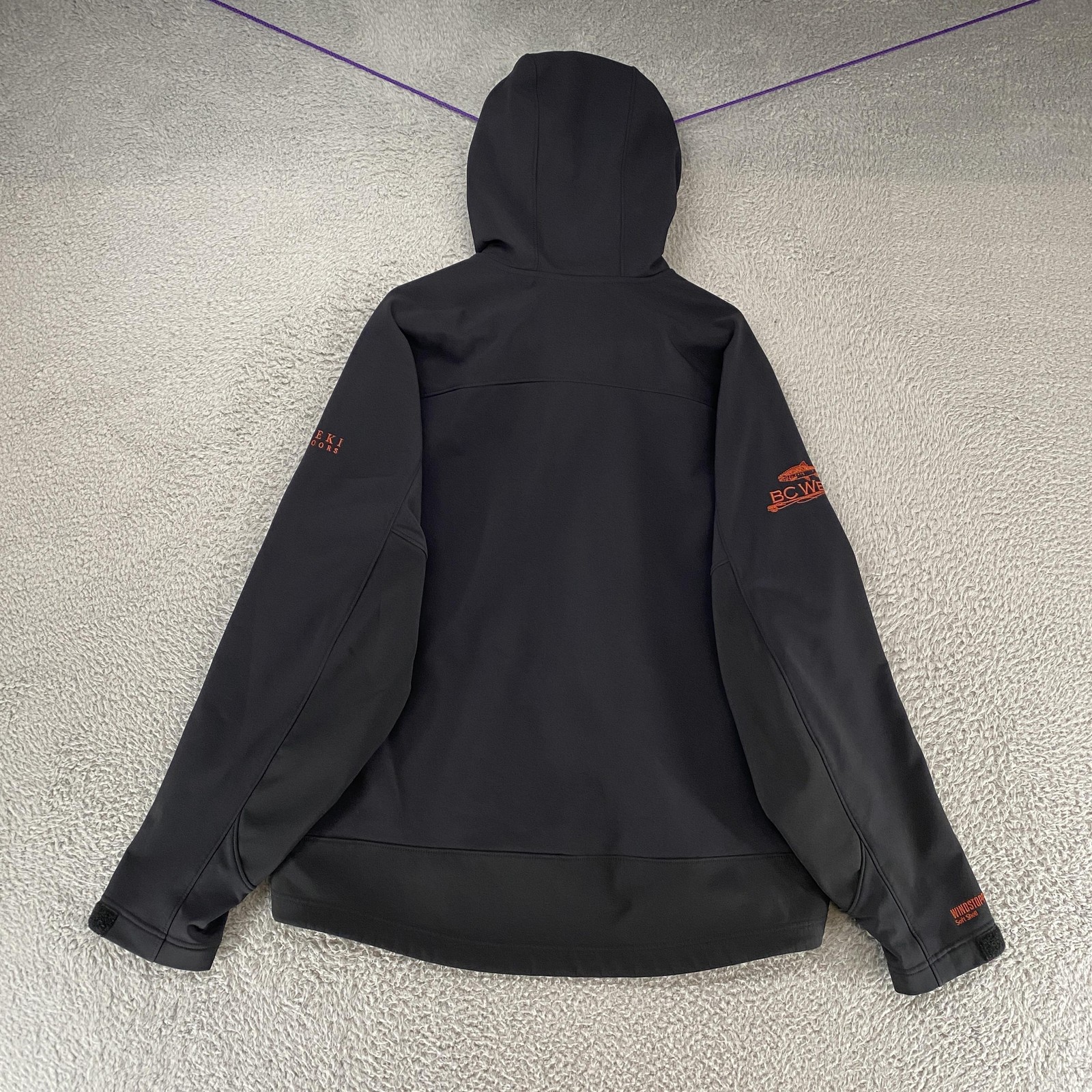 Simms Softshell Jacket Mens Large Black Hooded Fi… - image 12