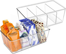 Pantry Organization and Storage Bins with Dividers Kitchen Organizer 2 Pack  Cl