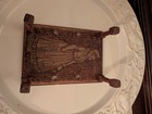 Antique Flemish Pyrography Wood Wall Plaque Girl W Pegs Hanging — photo 3