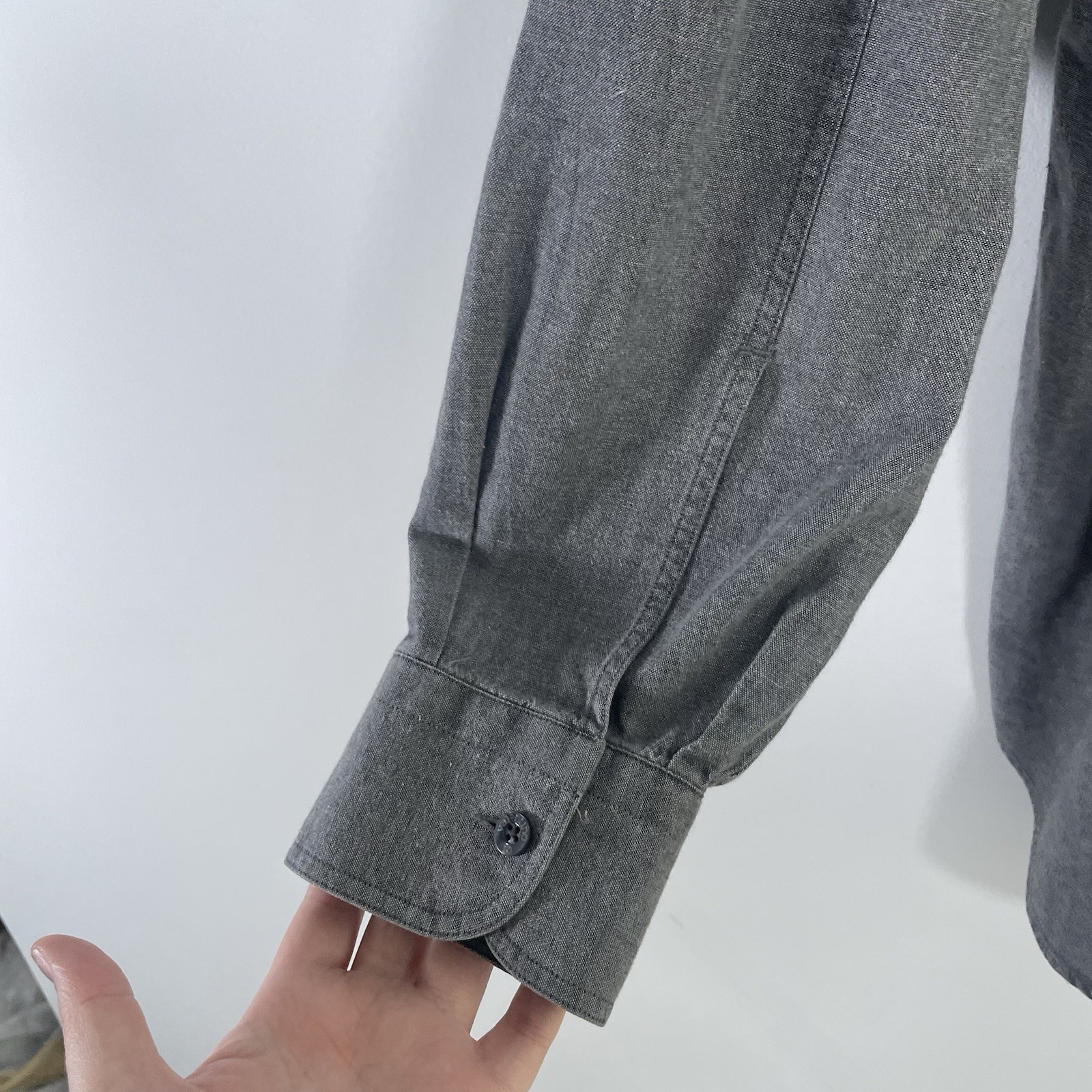 Vintage Valentino Jeans Shirt Sz 42 Grey Chambray Denim 80s 90s Button Up Logo thumbnail 10