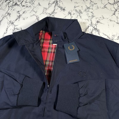FRED PERRY Herren Marineblau Neuauflagen Harrington Jacke Größe 40 Neu mit Etikett Original J1170