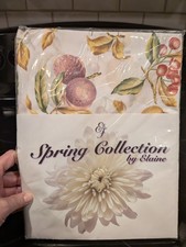 Spring Collection by Elaine Fruit Print Oblong Tablecloth 60x84 Cotton Blend NIP