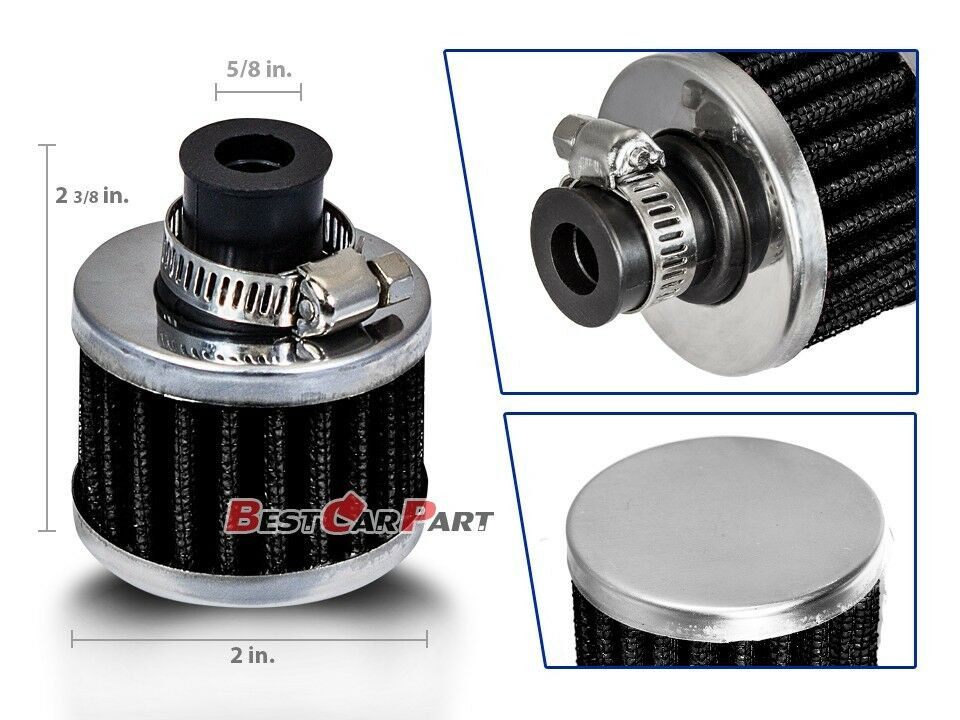 5/8" Inch (15mm) Inlet BLACK Universal Air Breather Filter For Engine Crankcase
