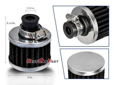 5/8'' Inch (15mm) Inlet BLACK Universal Air Breather Filter For Engine Crankcase
