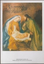 BIGLIETTO 3 PIERO RESTELLINI NATIVITA' 1957 MILANO GALLERIA D'ARTE 10,5 X 15 CM