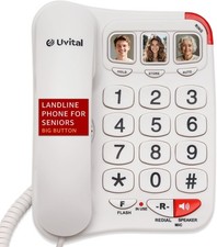 Uvital Big Button Phone for Seniors - Simple Basic Telephone for Elderly, White