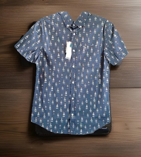 Penguin Mens Hula Girl Short Sleeve Slim Fit Shirt size Small Cotton Bearing Sea
