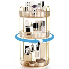 360 Rotating Makeup Organizer 3 Tiers Plastic Bathroom Spinning Holder Rack Roun
