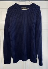 BLOOMINGDALES The Men's Store NAVY BLUE CABLE KNIT SWEATER-SIZE MEDIUM M