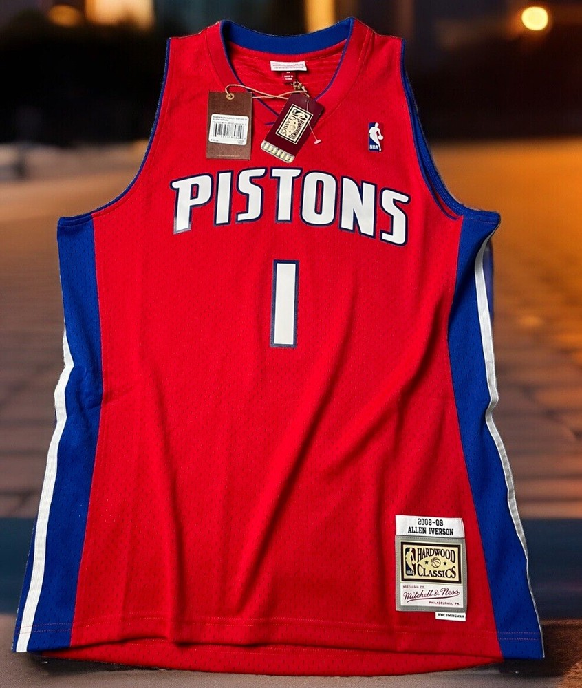 MITCHELL & NESS ALLEN IVERSON L DETROIT PISTONS JERSEY $135 RETAIL SWINGMAN ALT