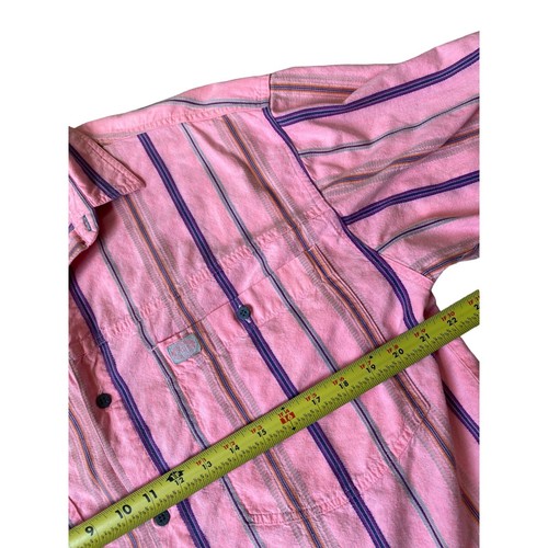 PCH Pacific Coast Highway VTG 90's Mens Button Down Shirt Medium Pink Striped - Picture 8 of 10
