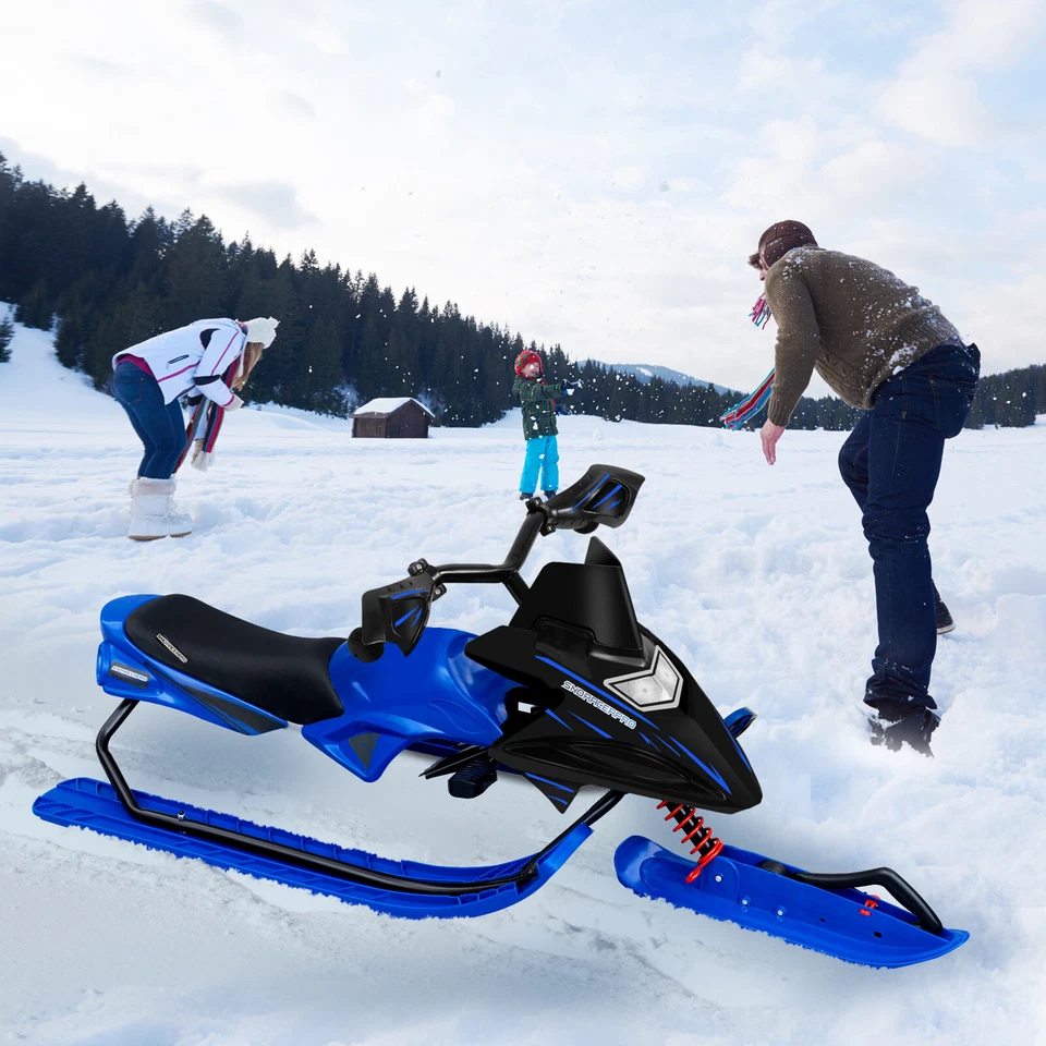 Lenkschlitten für Kinder Schlitten mit Fußbremsen automatisches Zugseil bis 90kg - Bild 2 von 4