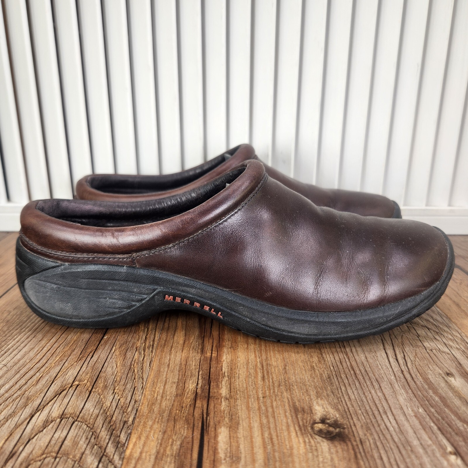 Scarpe zoccoli Merrell Encore Nova Mule donna 9 marroni pelle liscia casual slip on