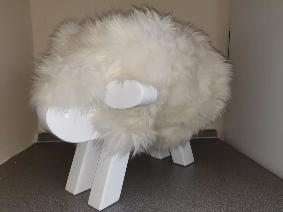 Sheepskin on sale sheep footstool