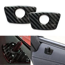 Pair Carbon Fiber Door Lock Pin Stickers Protect Decor Trim Fit BMW 1 3 5 7 X3