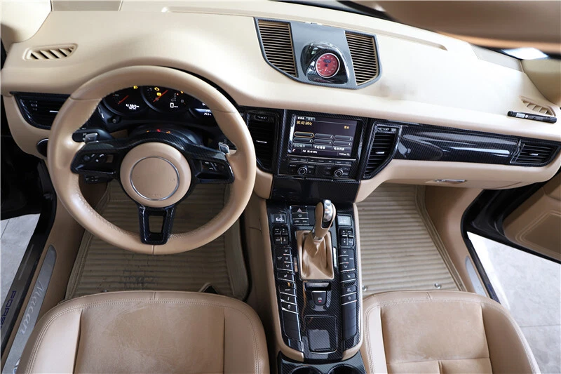 Panel decorativo de control central apto para Porsche Macan 2014-17 fibra de carbono Foto 4 de 4