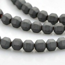1X Frosted Electroplate Hematite Faceted Round Beads Strand Black Non-magnetic