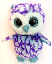 Ty Silk Beanie Boos Stuffed Animal OSCAR The OWL 6 Inch Purple Blue Glitter Eyes
