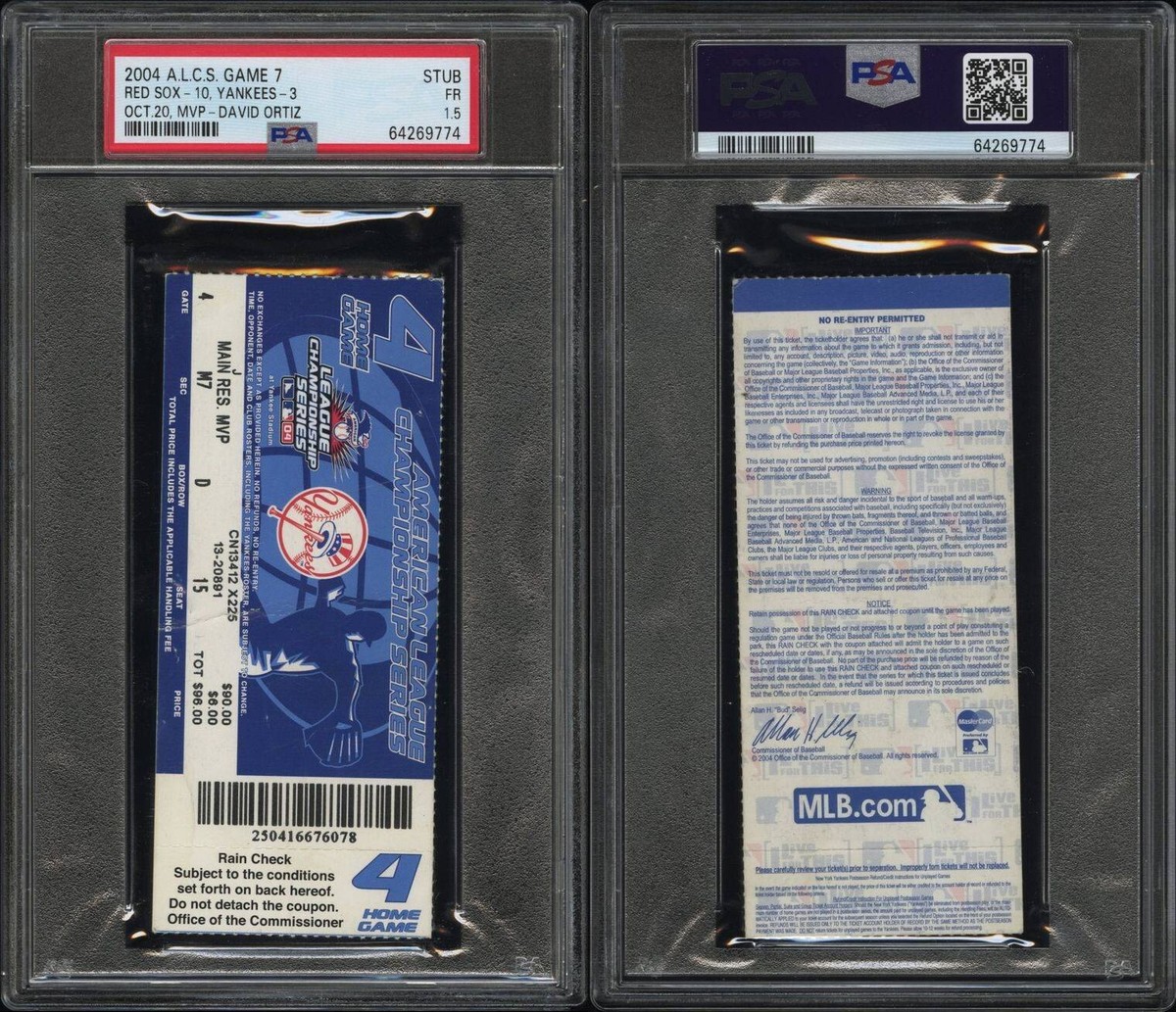 ARAMISマルチケット 2004 ALCS GAME 7 RED SOX/YANKEES TICKET🎟️REVERSE THE CURSE DAVID
