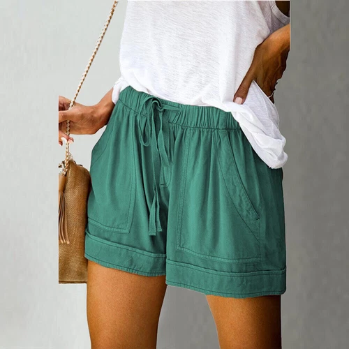 Damen Bermuda Kurze Hose Sommerhose Kordelzug Freizeithose Tasche Strandhose DE - Bild 14 von 38