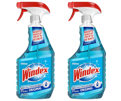 Windex Glass Cleaner Original Blue Spray Bottle Streak-Free 2-pack