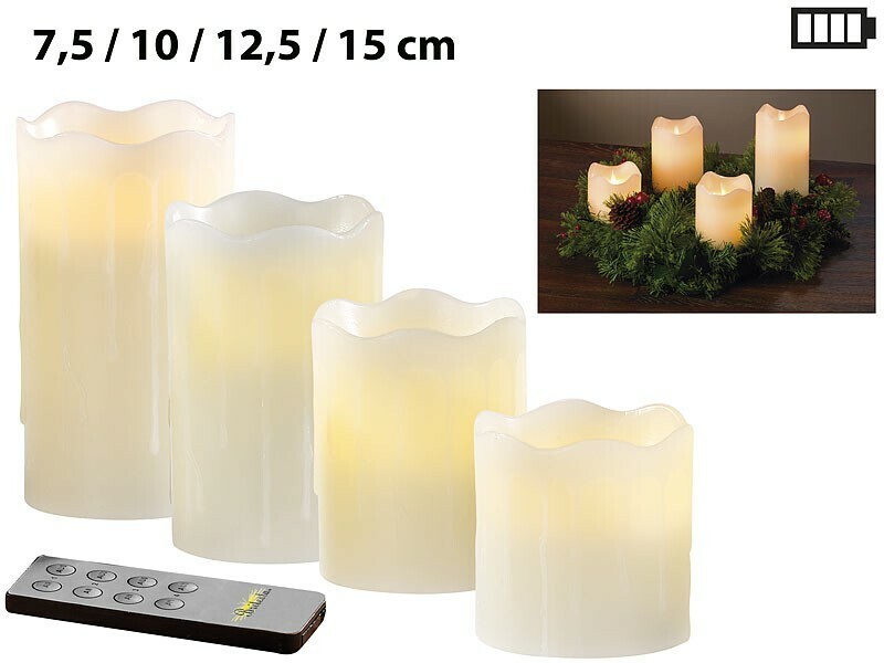 Bougies LED en cire véritable blanche Britesta sans flamme ni fumée pour enfants et animaux