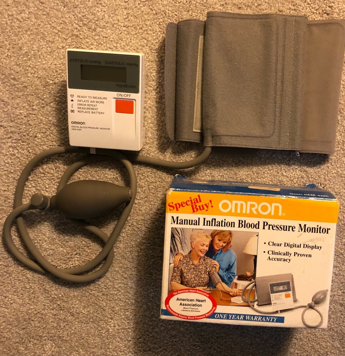Used Vintage Omron Manual Blood Pressure Monitor Model HEM-432C
