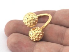 Golf Balls Ring, Wrap Adjustable Ring , Shiny Gold Plated Brass 8US 5208