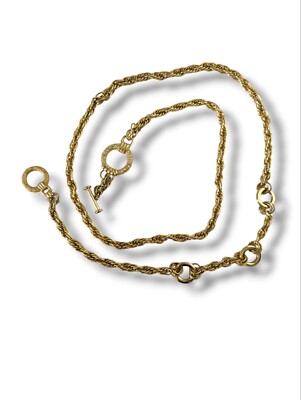 Vintage 80s Gold & Rhinestone Waist Chain Belt With Toggle  display picture 3