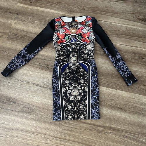 CLOVER CANYON Royal Egg Night Out Neoprene Black Blue Dress Size Small - Picture 2 of 9