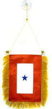 One Blue Star Service Mini Flag 4"x6" Window Banner w/ suction cup 
