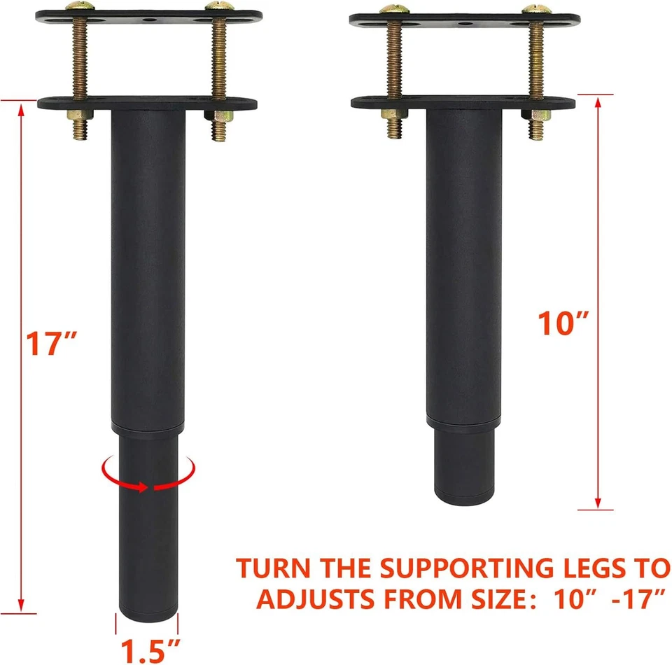 Pata de soporte central de altura ajustable de 2 piezas (10"-17") para marco de cama, centro de cama Foto 2 de 4