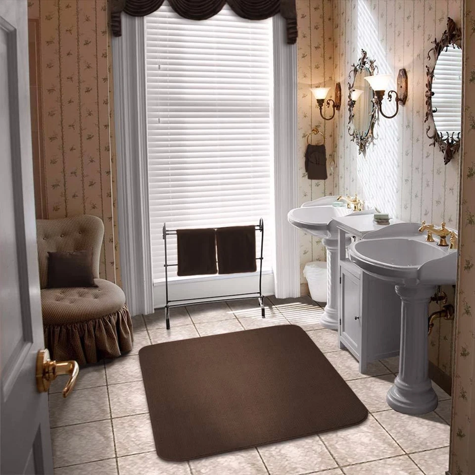 SKID-RESISTANT RUG living area carpet kitchen floor mat CHOCOLATE BROWN - Image 3 of 4